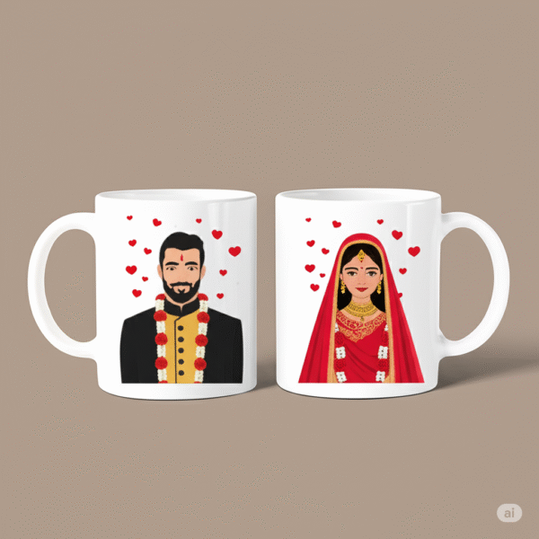 COUPLE PRINTED CERAMIC MUGS